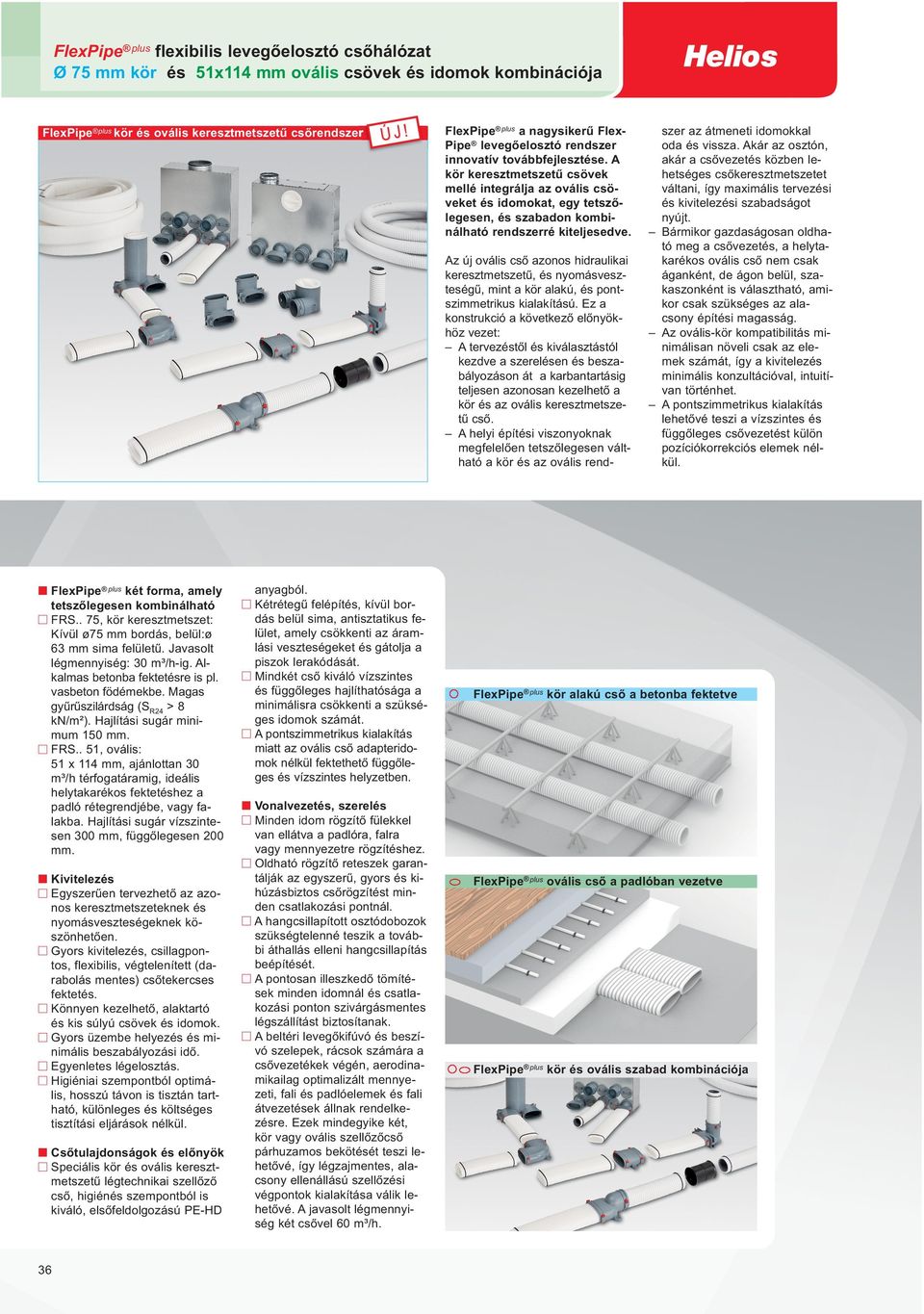 Az új ovális cső azonos hidraulikai keresztmetszetű, és nyomásveszteségű, mint a kör alakú, és pontszimmetrikus kialakítású.