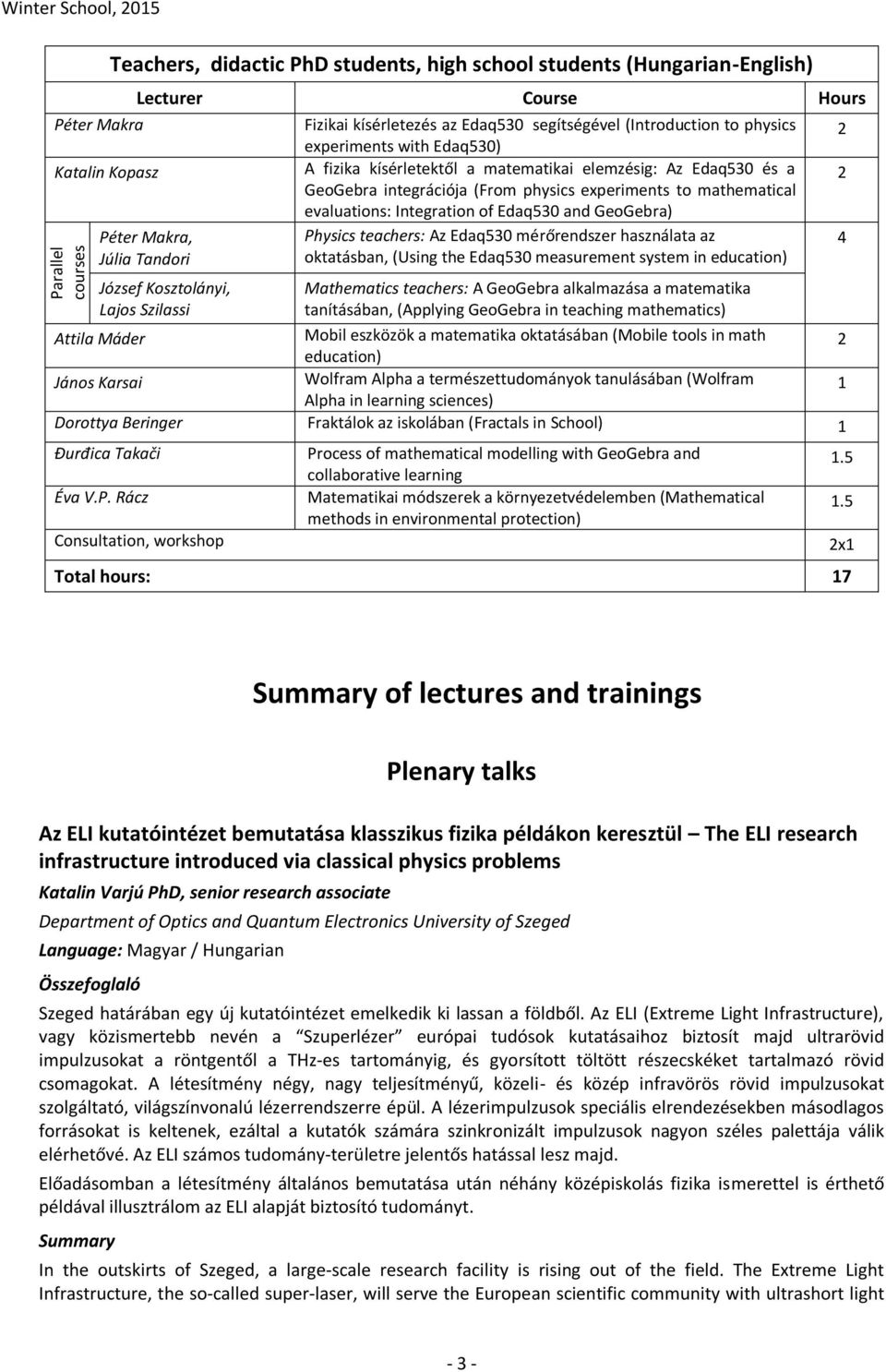 GeoGebra integrációja (From physics experiments to mathematical evaluations: Integration of Edaq530 and GeoGebra) Physics teachers: Az Edaq530 mérőrendszer használata az oktatásban, (Using the