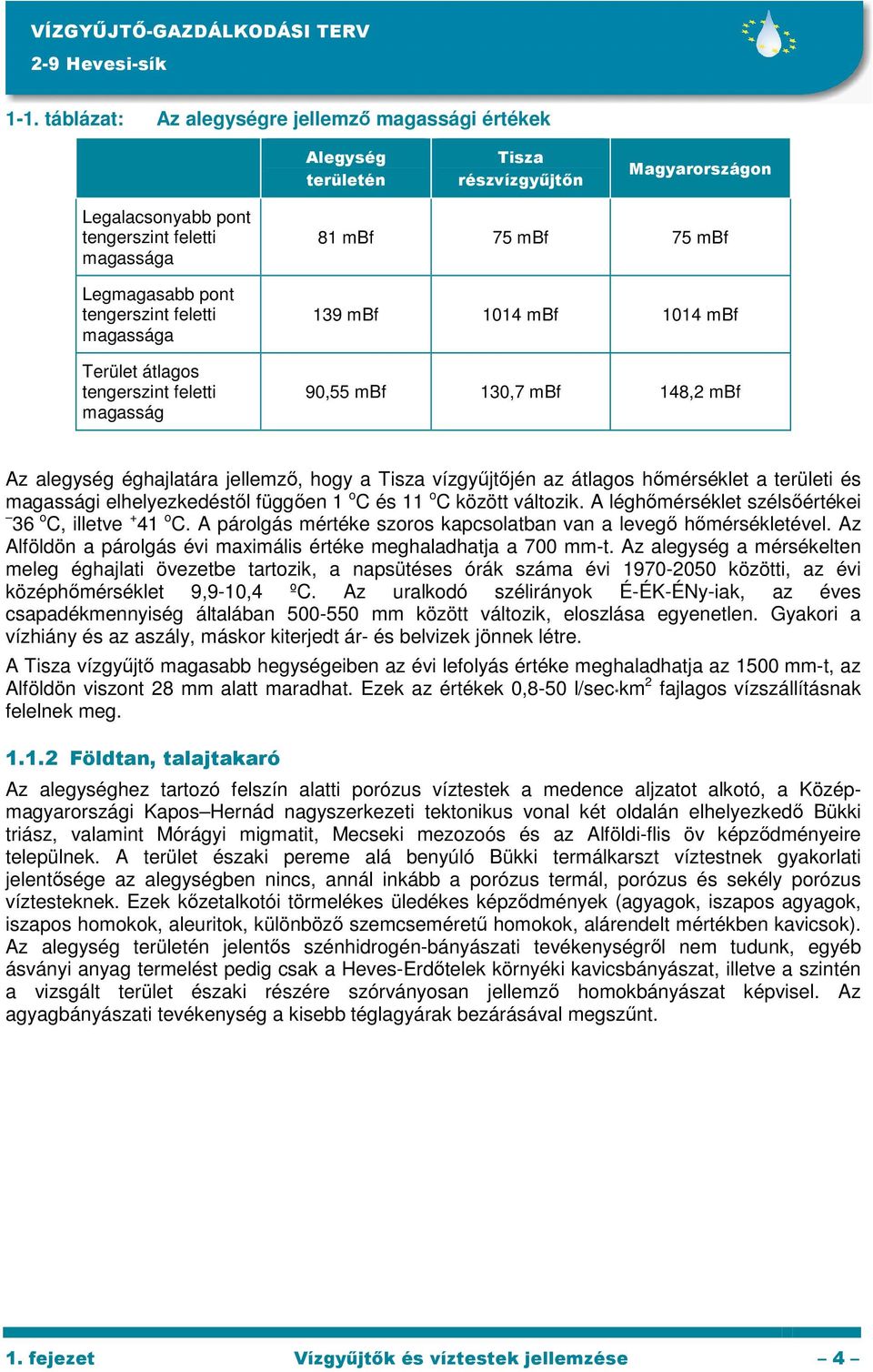 átlagos hımérséklet a területi és magassági elhelyezkedéstıl függıen 1 o C és 11 o C között változik. A léghımérséklet szélsıértékei 36 o C, illetve + 41 o C.