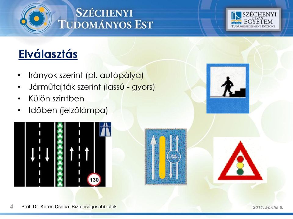 gyors) Külön szintben Időben (jelzőlámpa) 4