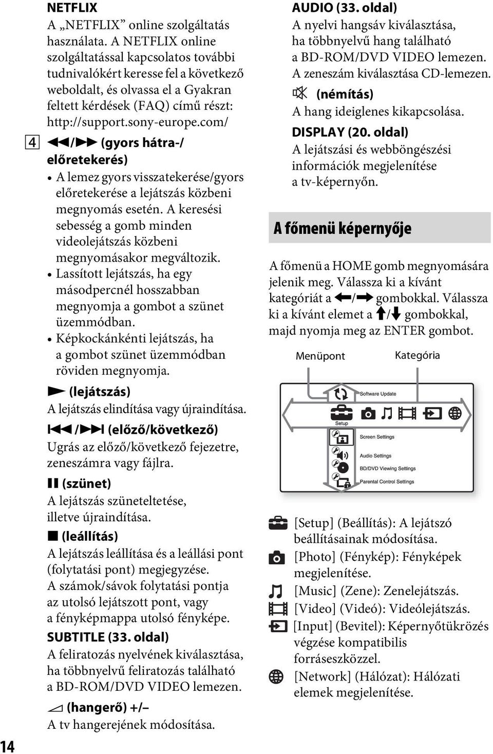 com/ D m/m (gyors hátra-/ előretekerés) A lemez gyors visszatekerése/gyors előretekerése a lejátszás közbeni megnyomás esetén.