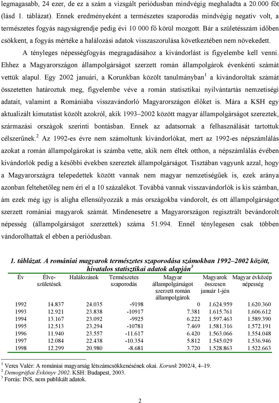 Bár a születésszám időben csökkent, a fogyás mértéke a halálozási adatok visszaszorulása következtében nem növekedett.
