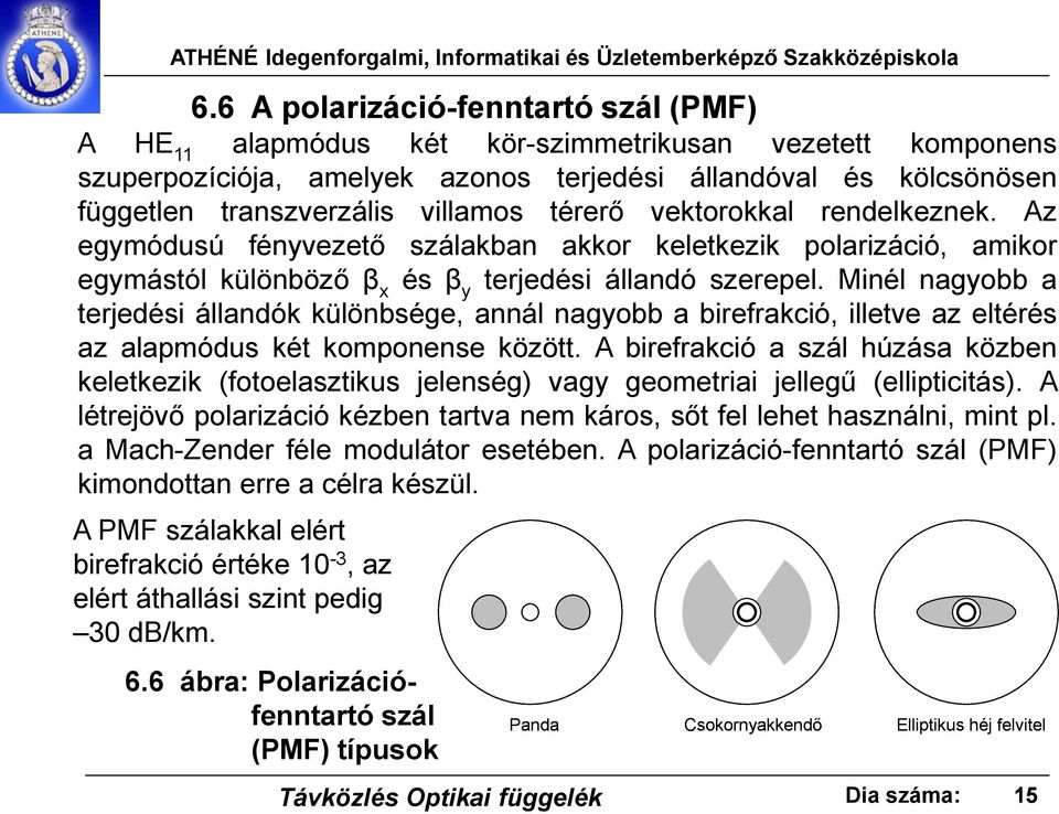 Minél nagyobb a terjedési állandók különbsége, annál nagyobb a birefrakció, illetve az eltérés az alapmódus két komponense között.