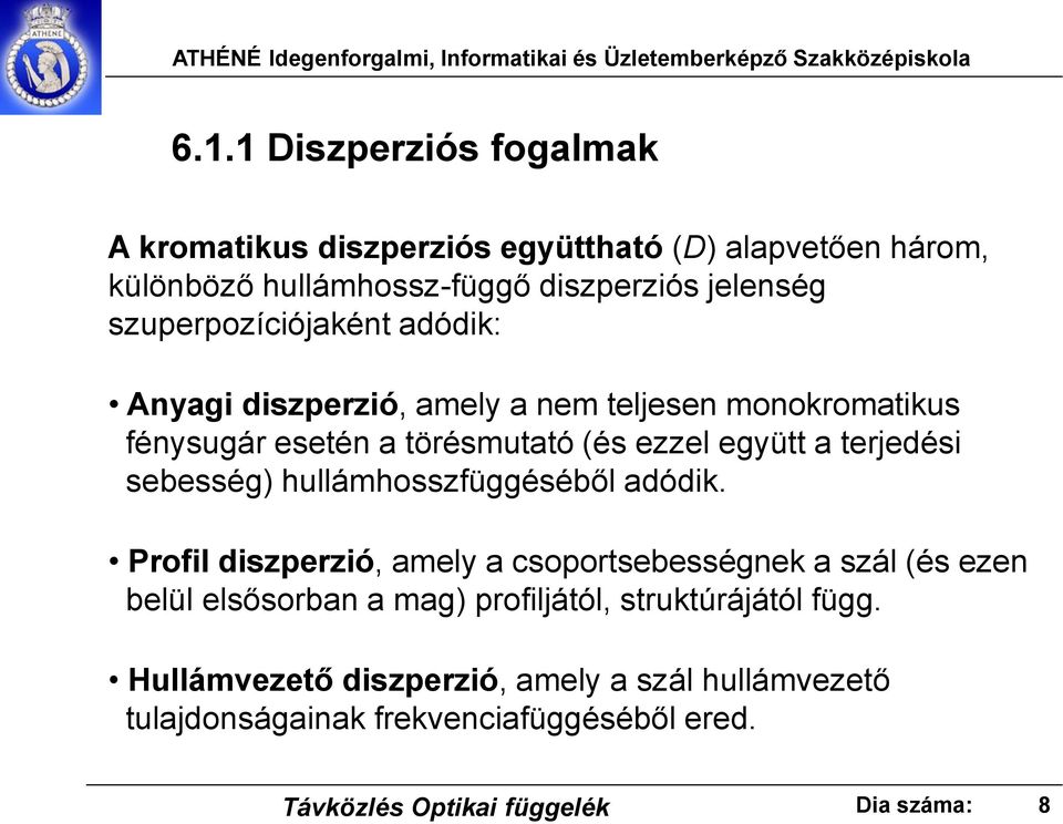 sebesség) hullámhosszfüggéséből adódik.