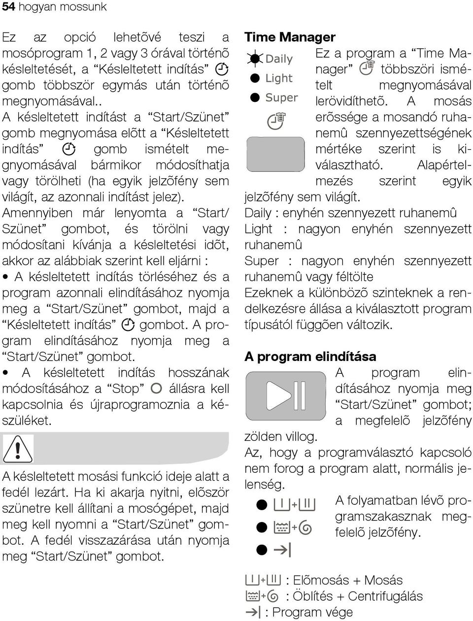 indítást jelez).