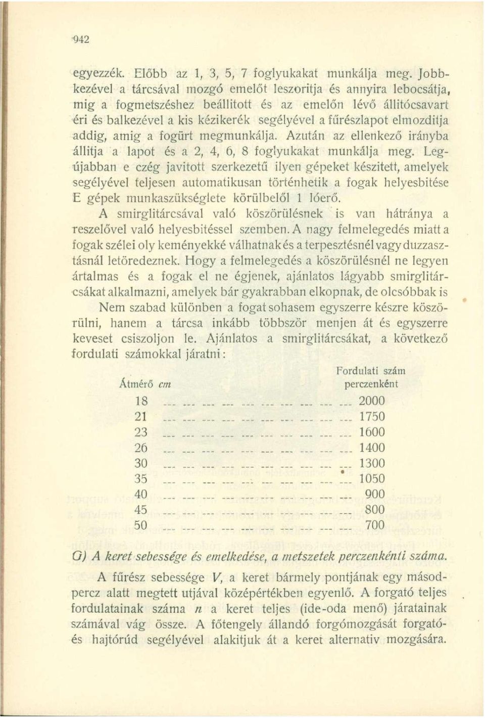 elmozditja addig, amig a fogürt megmunkálja. Azután az ellenkező irányba állítja a lapot és a 2, 4, 6, 8 foglyukakat munkálja meg.