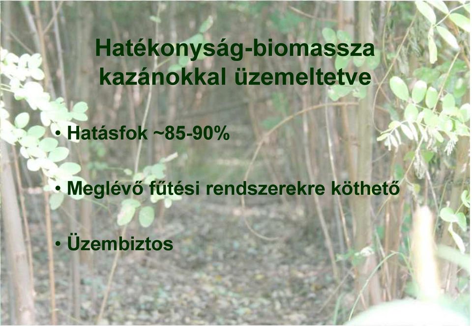 Hatásfok ~85-90% Meglévő