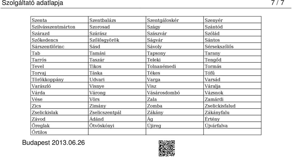 Tolnanémedi Tormás Torvaj Táska Tékes Tófű Törökkoppány Udvari Varga Varsád Varászló Visnye Visz Váralja Várda Várong Vásárosdombó Vázsnok Vése Vörs