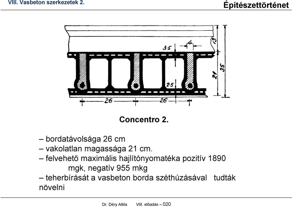 felvehető maximális hajlítónyomatéka pozitív 1890 mgk,