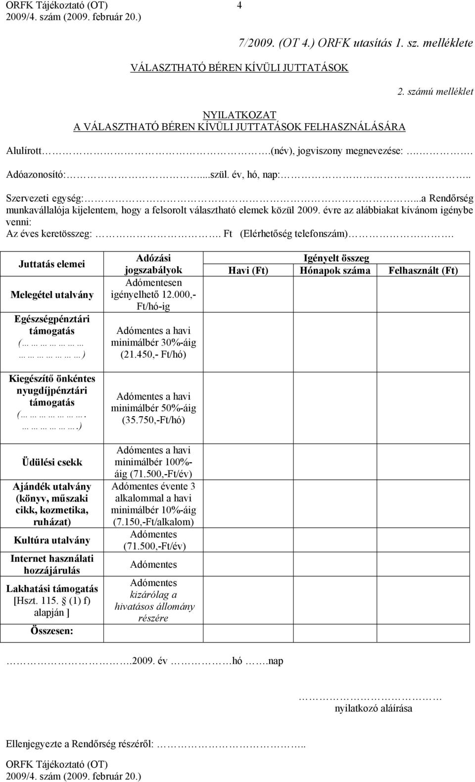 évre az alábbiakat kívánom igénybe venni: Az éves keretösszeg:. Ft (Elérhetőség telefonszám).