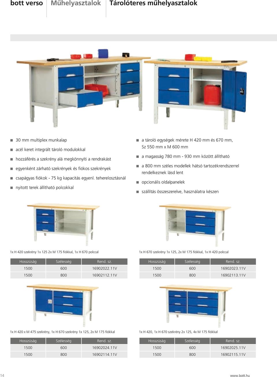 teherelosztásnál nyitott terek állítható polcokkal a tároló egységek mérete H 420 mm és 670 mm, Sz 550 mm x M 600 mm a magasság 780 mm - 930 mm között állítható a 800 mm széles modellek hátsó