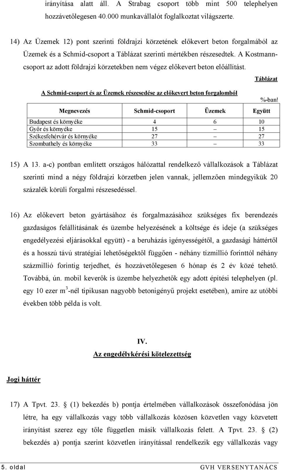 A Kostmanncsoport az adott földrajzi körzetekben nem végez előkevert beton előállítást.