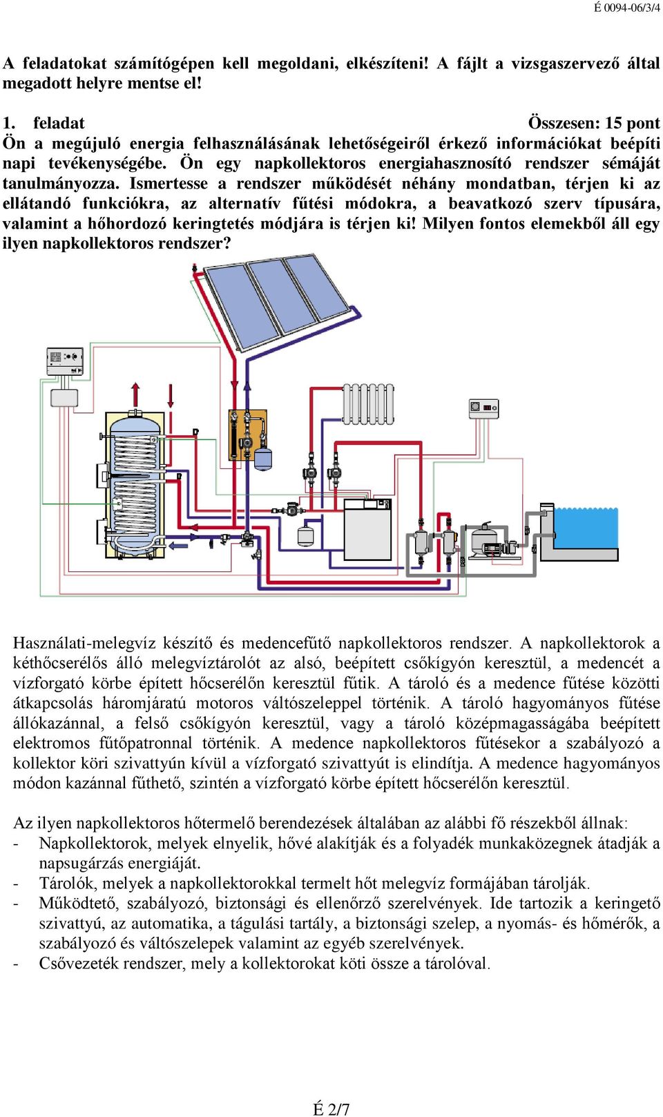 Ön egy napkollektoros energiahasznosító rendszer sémáját tanulmányozza.