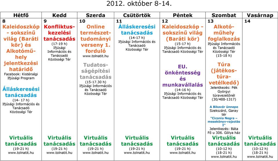 kör) foglalkozás (15-17 h) verseny 1.