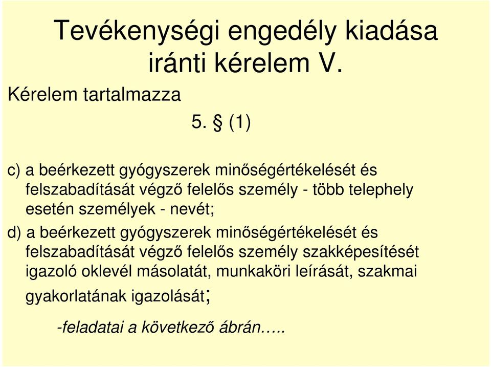 telephely esetén személyek - nevét; d) a beérkezett gyógyszerek minőségértékelését és felszabadítását