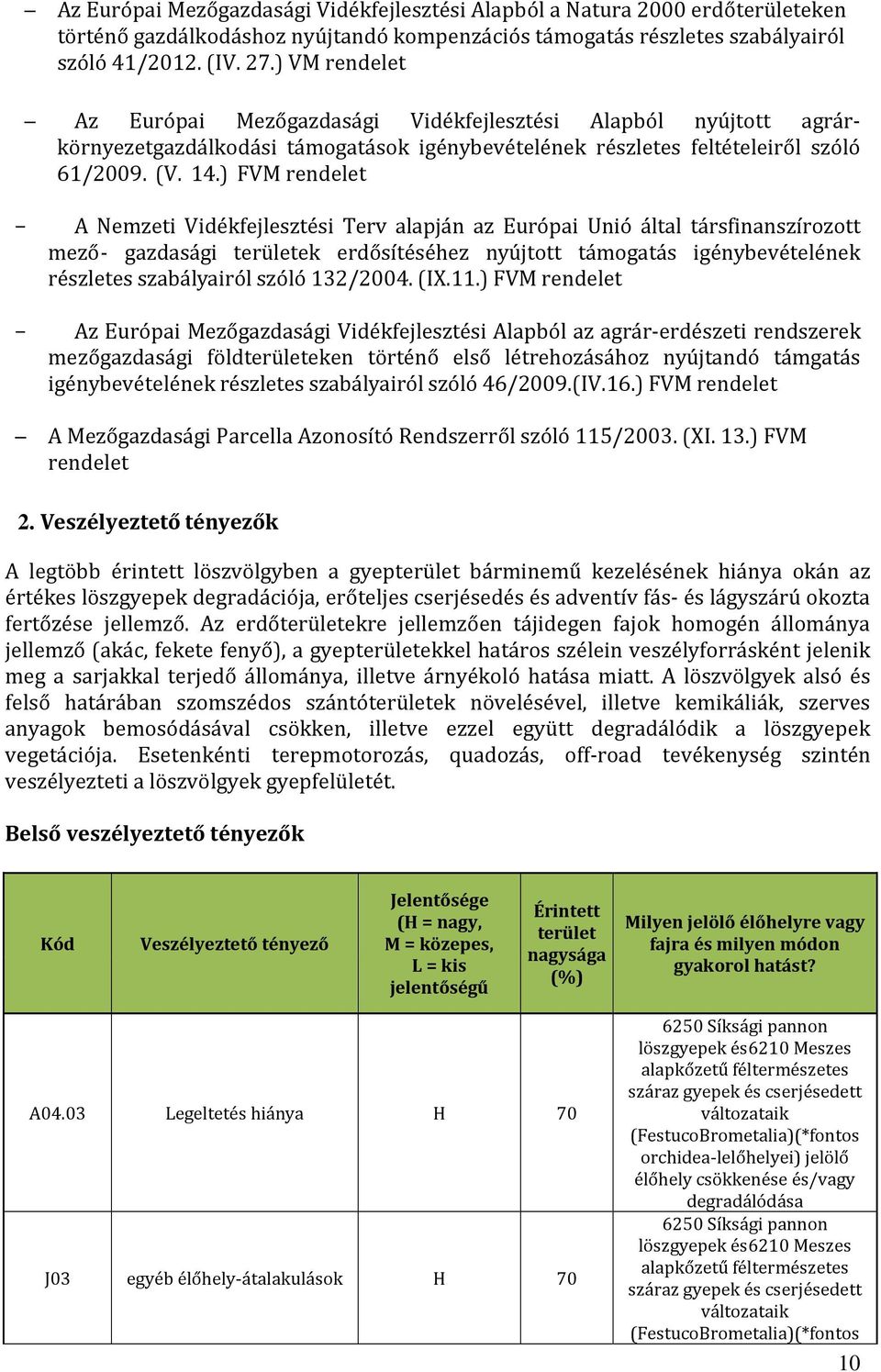 ) FVM rendelet A Nemzeti Vidékfejlesztési Terv alapján az Európai Unió által társfinanszírozott mező- gazdasági területek erdősítéséhez nyújtott támogatás igénybevételének részletes szabályairól