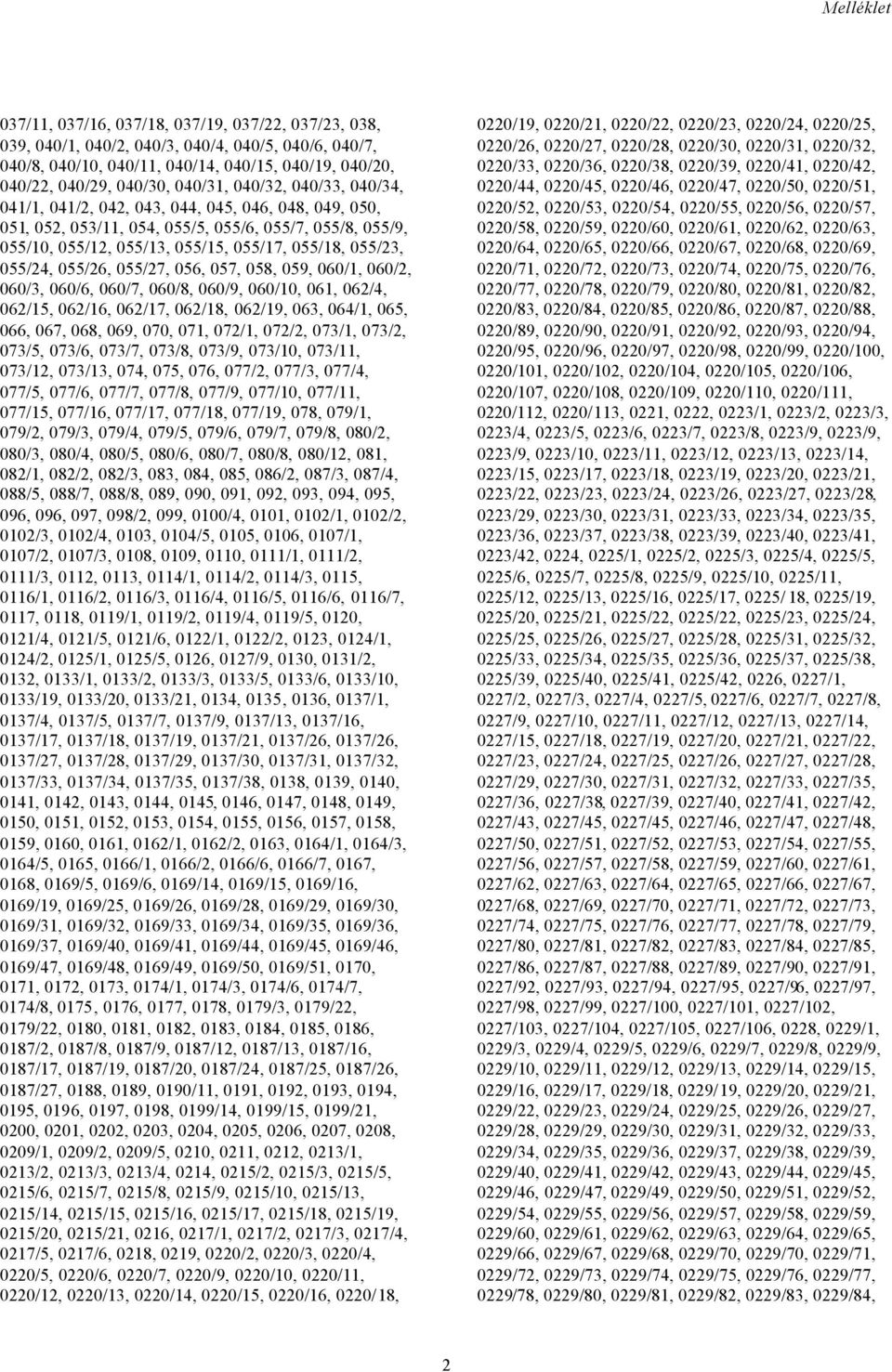 055/26, 055/27, 056, 057, 058, 059, 060/1, 060/2, 060/3, 060/6, 060/7, 060/8, 060/9, 060/10, 061, 062/4, 062/15, 062/16, 062/17, 062/18, 062/19, 063, 064/1, 065, 066, 067, 068, 069, 070, 071, 072/1,