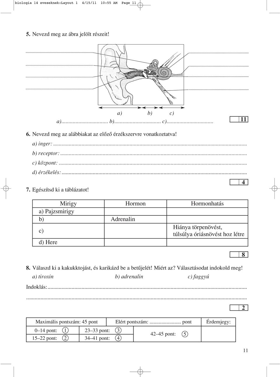 Mirigy Hormon Hormonhatás a) Pajzsmirigy b) Adrenalin c) Hiánya törpenövést, túlsúlya óriásnövést hoz létre d) He re.