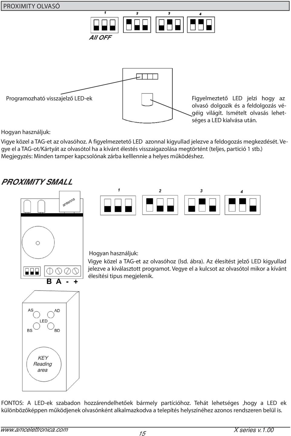 Vegye el a TAG-ot/Kártyát az olvasótol ha a kívánt élestés visszaigazolása megtörtént (teljes, partició 1 stb.) Megjegyzés: Minden tamper kapcsolónak zárba kelllennie a helyes működéshez.
