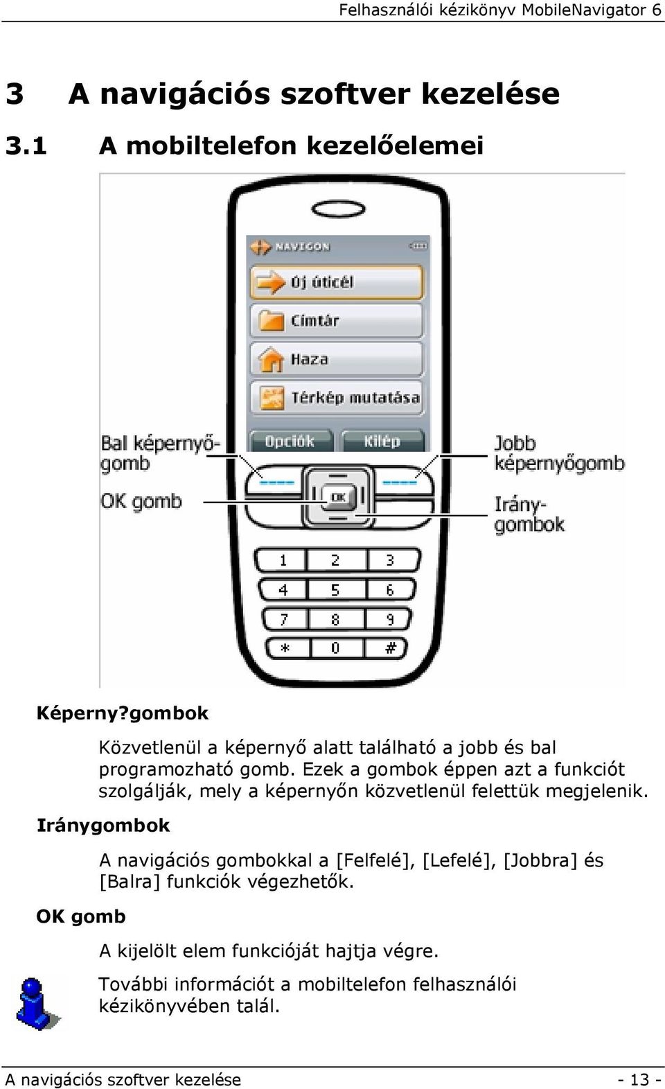 Ezek a gombok éppen azt a funkciót szolgálják, mely a képernyőn közvetlenül felettük megjelenik.