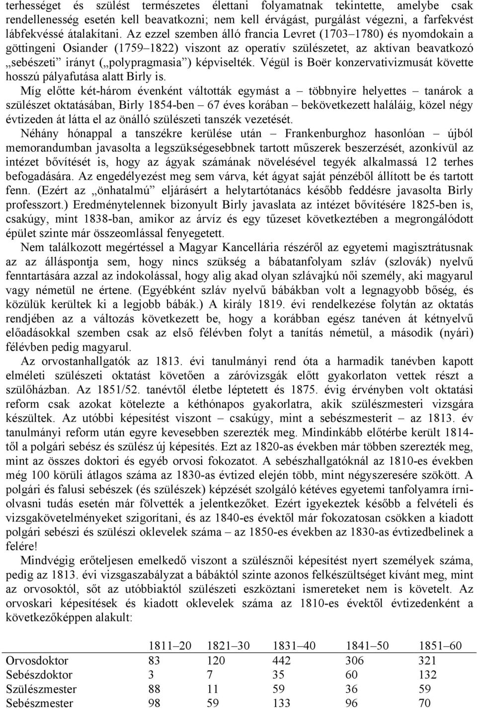 Végül is Boër konzervativizmusát követte hosszú pályafutása alatt Birly is.