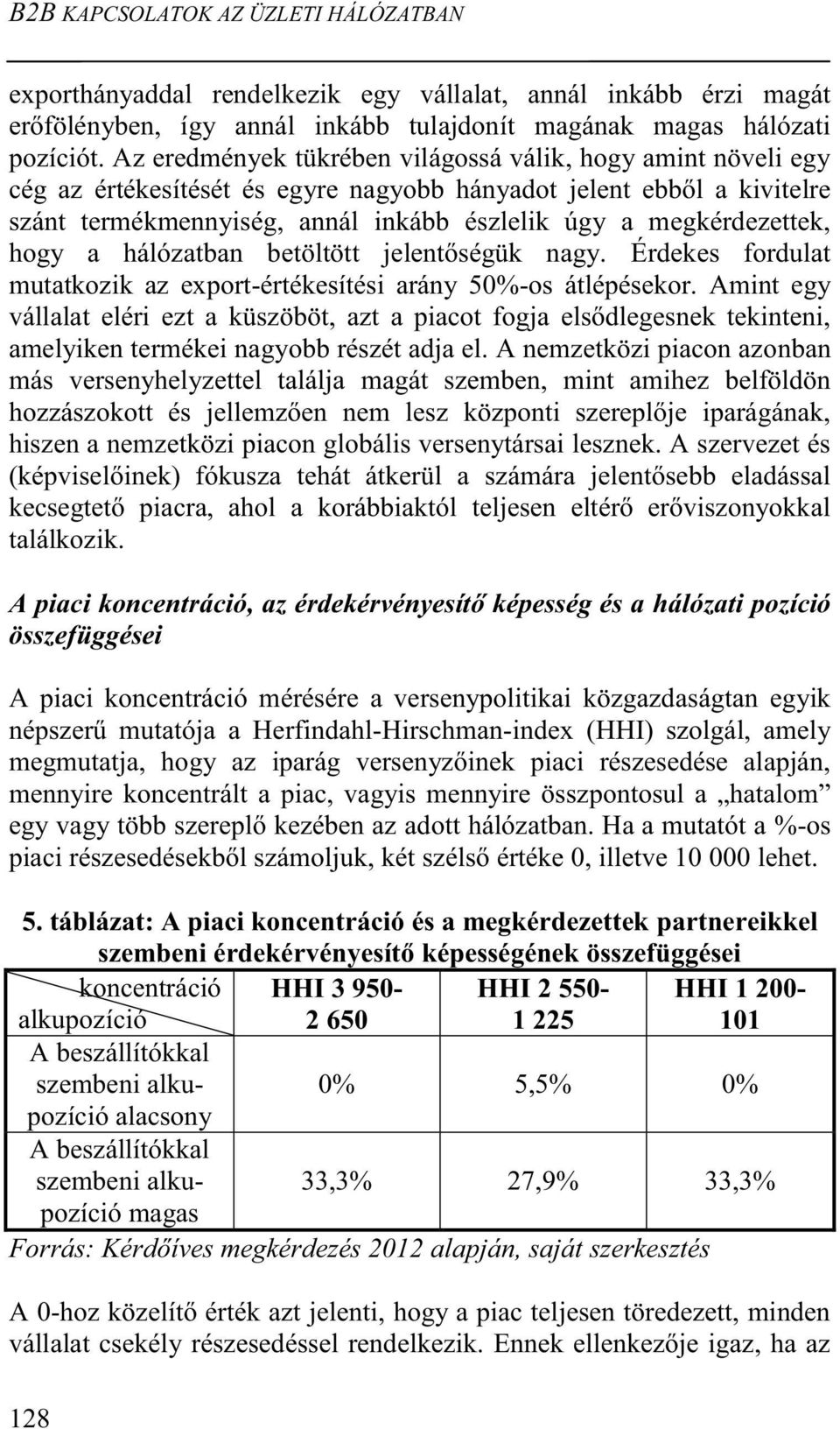 megkérdezettek, hogy a hálózatban betöltött jelentőségük nagy. Érdekes fordulat mutatkozik az export-értékesítési arány 50%-os átlépésekor.