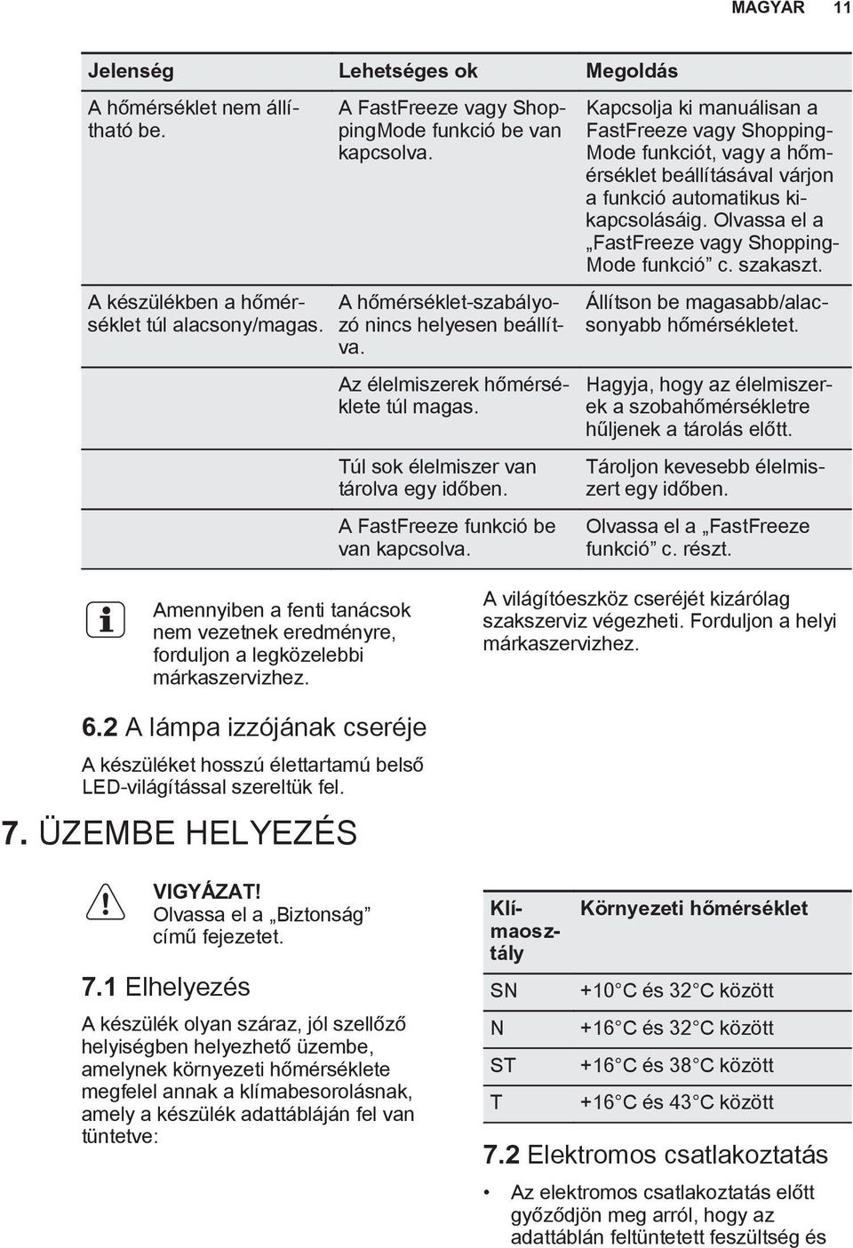 Kapcsolja ki manuálisan a FastFreeze vagy Shopping Mode funkciót, vagy a hőmérséklet beállításával várjon a funkció automatikus kikapcsolásáig. Olvassa el a FastFreeze vagy Shopping Mode funkció c.