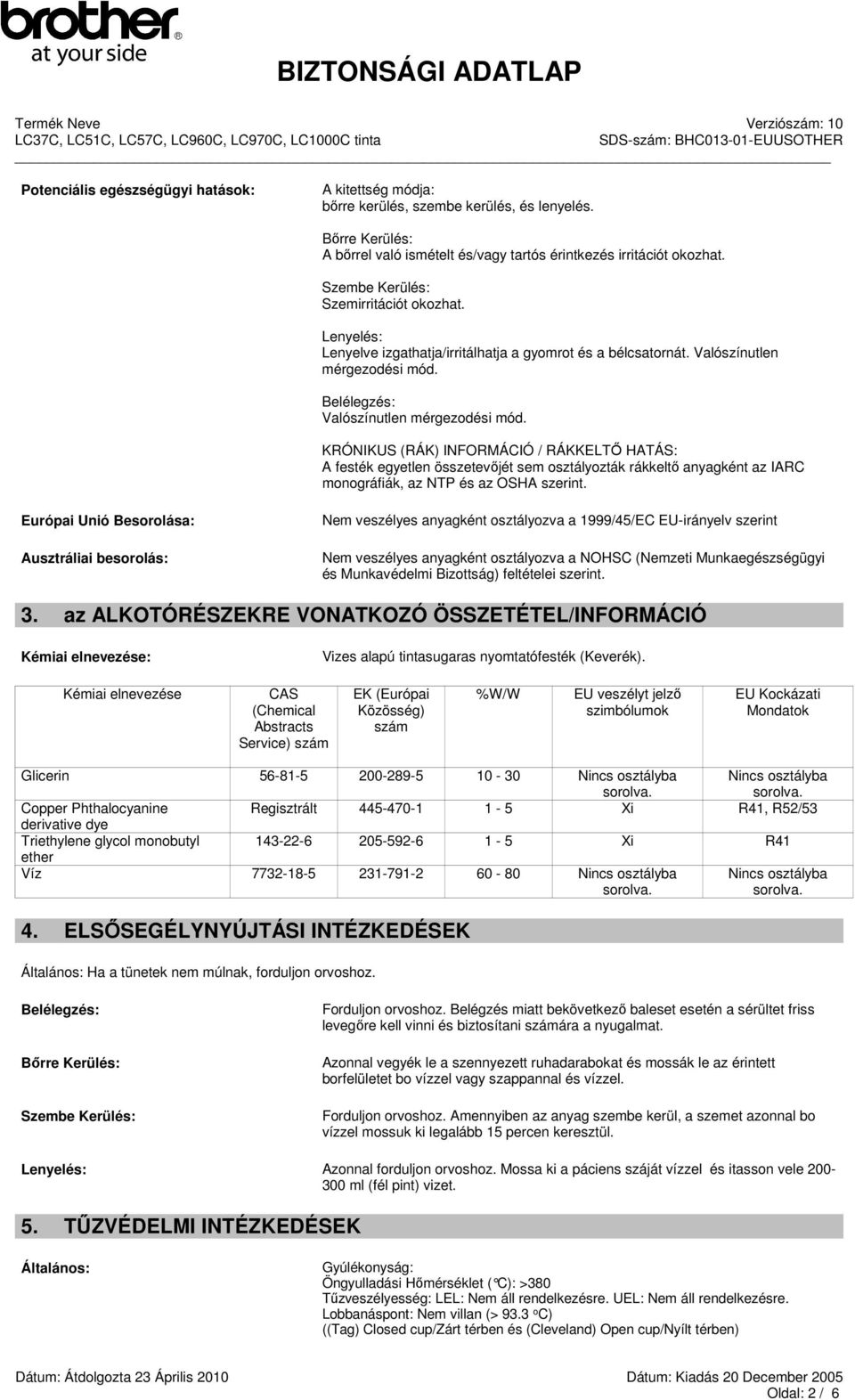 KRÓNIKUS (RÁK) INFORMÁCIÓ / RÁKKELTŐ HATÁS: A festék egyetlen összetevőjét sem osztályozták rákkeltő anyagként az IARC monográfiák, az NTP és az OSHA szerint.