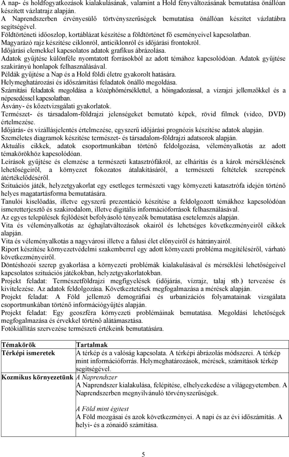 Magyarázó rajz készítése ciklonról, anticiklonról és időjárási frontokról. Időjárási elemekkel kapcsolatos adatok grafikus ábrázolása.