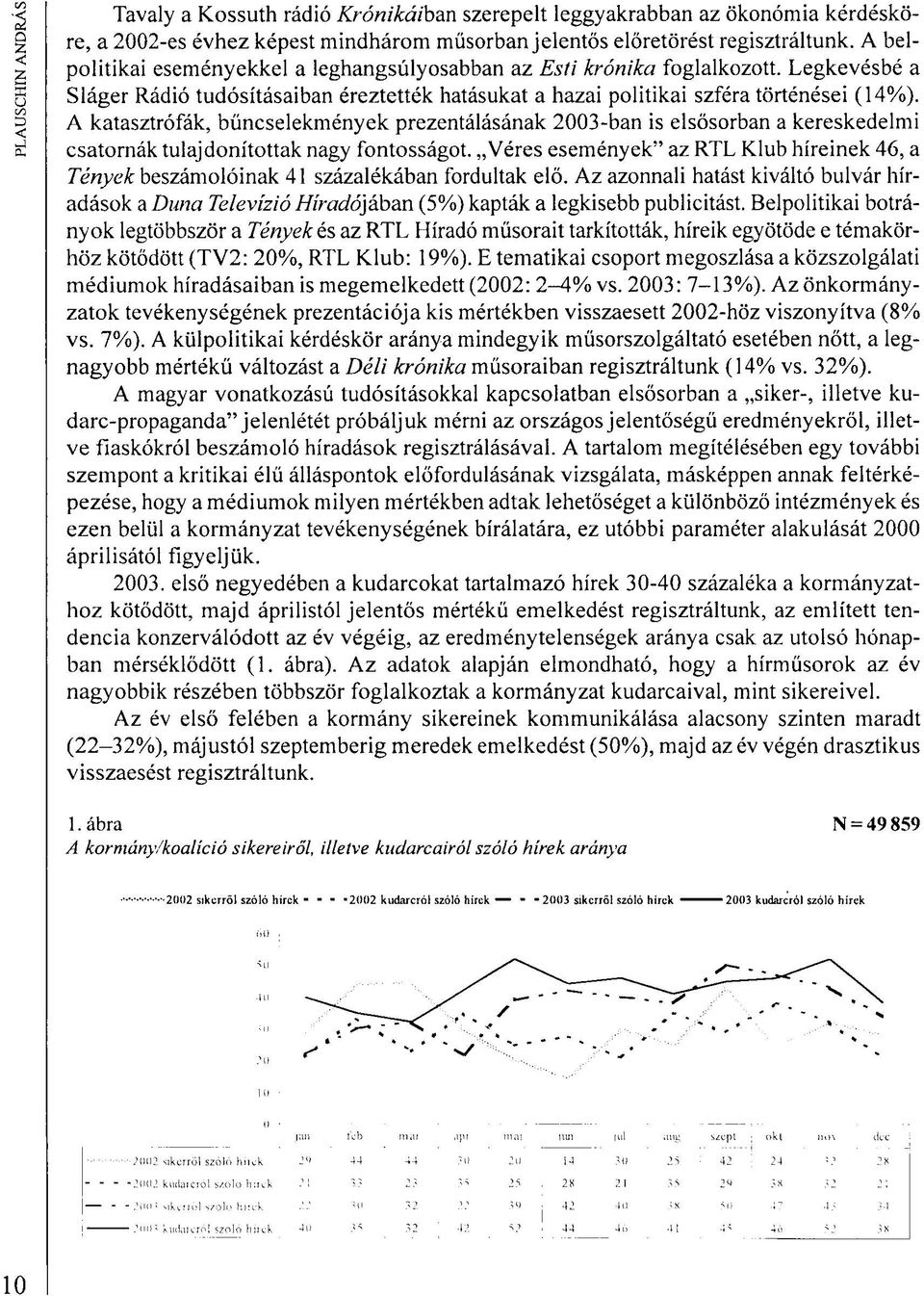 A katasztrófák, bűncselekmények prezentálásának 2003-ban is elsősorban a kereskedelmi csatornák tulajdonítottak nagy fontosságot.