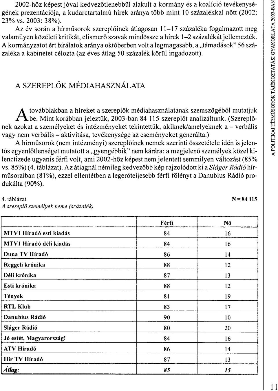 A kormányzatot ért bírálatok aránya októberben volt a legmagasabb, a támadások" 56 százaléka a kabinetet célozta (az éves átlag 50 százalék körül ingadozott).