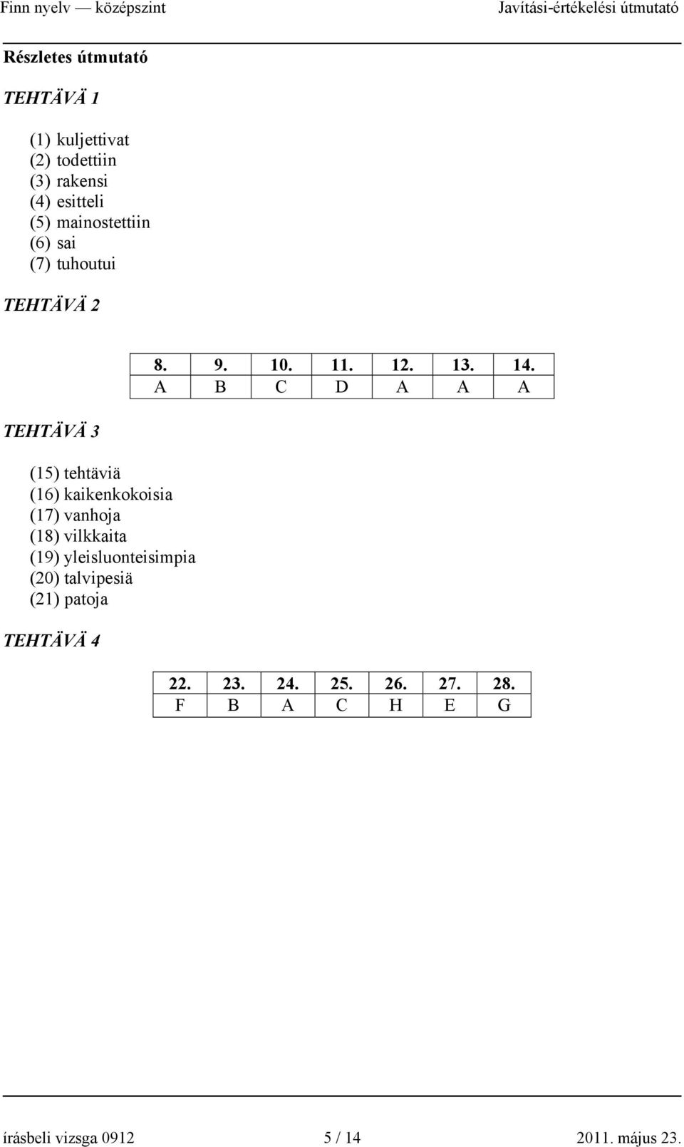 vanhoja (18) vilkkaita (19) yleisluonteisimpia (20) talvipesiä (21) patoja TEHTÄVÄ 4 8. 9. 10. 11.