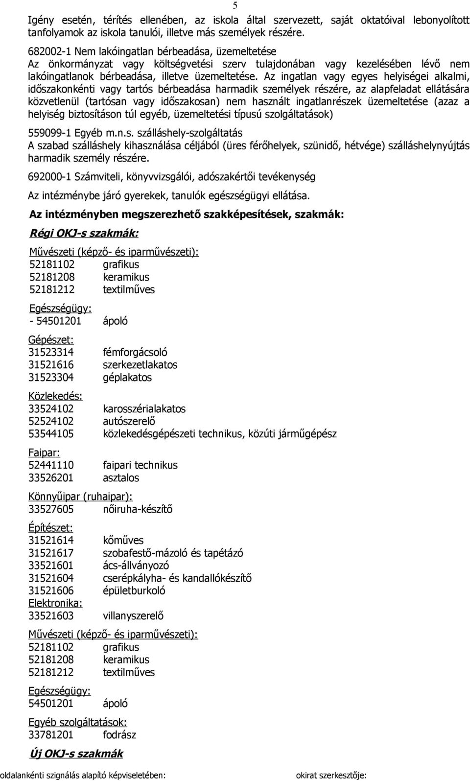 Az ingatlan vagy egyes helyiségei alkalmi, időszakonkénti vagy tartós bérbeadása harmadik személyek részére, az alapfeladat ellátására közvetlenül (tartósan vagy időszakosan) nem használt
