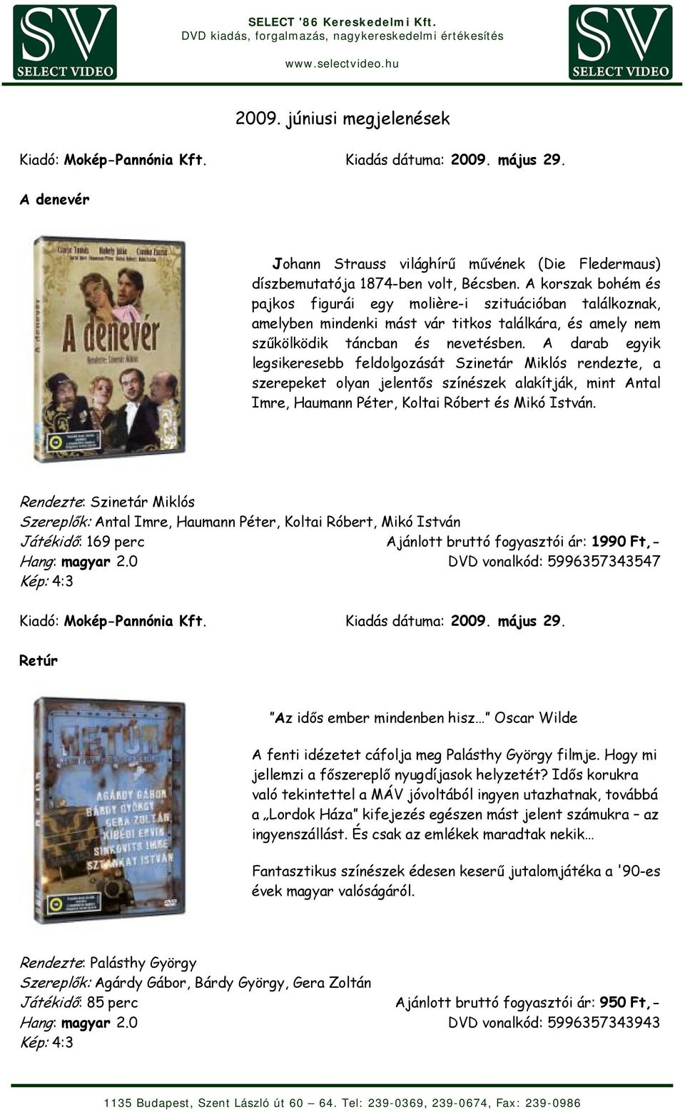 A darab egyik legsikeresebb feldolgozását Szinetár Miklós rendezte, a szerepeket olyan jelentős színészek alakítják, mint Antal Imre, Haumann Péter, Koltai Róbert és Mikó István.