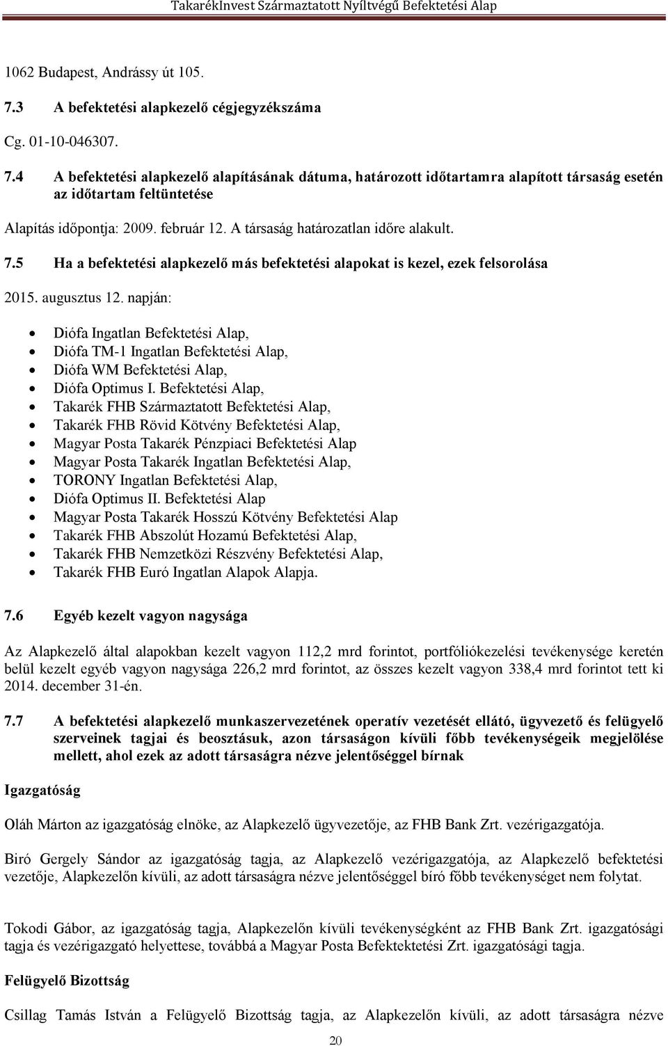napján: Diófa Ingatlan Befektetési Alap, Diófa TM-1 Ingatlan Befektetési Alap, Diófa WM Befektetési Alap, Diófa Optimus I.