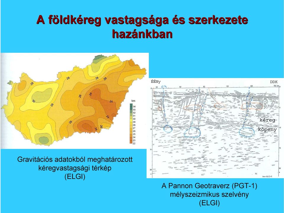 meghatározott kéregvastagsági térkép (ELGI) A