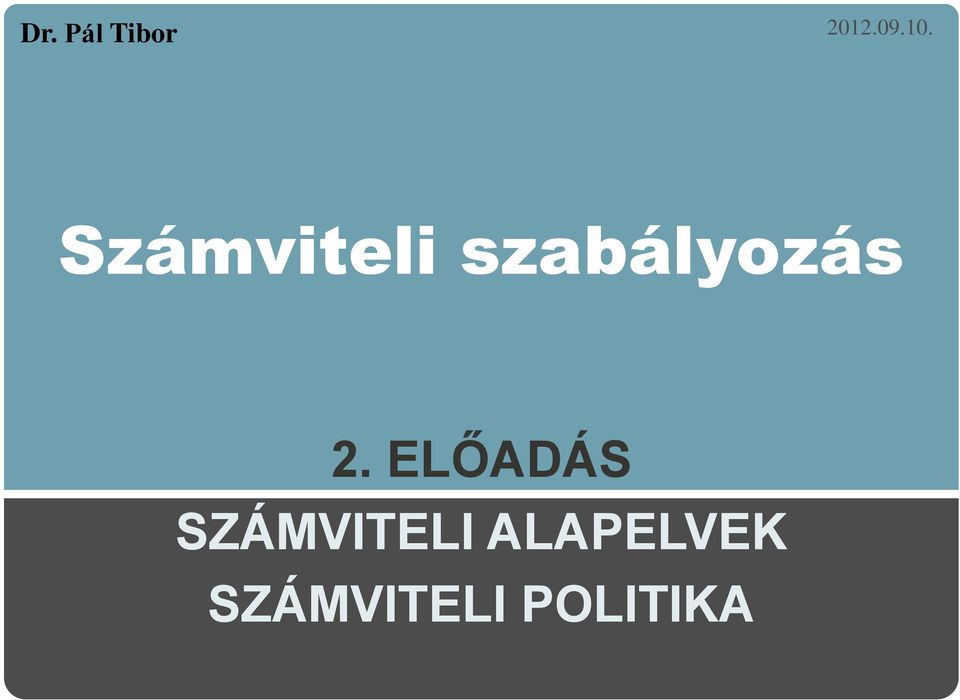 ELŐADÁS SZÁMVITELI