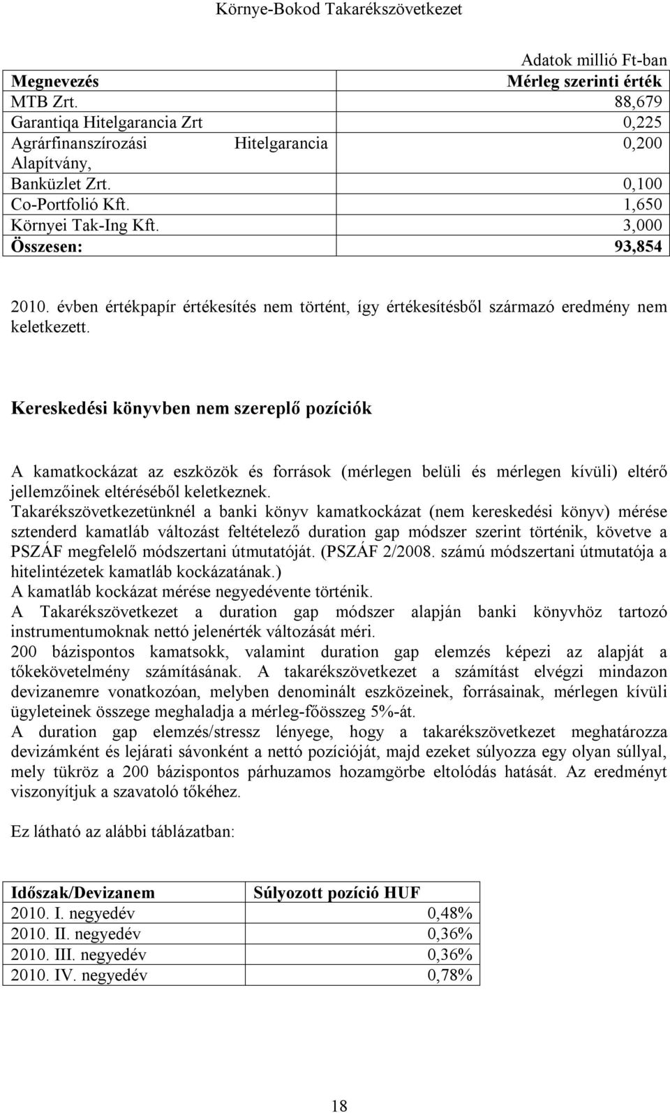 Kereskedési könyvben nem szereplő pozíciók A kamatkockázat az eszközök és források (mérlegen belüli és mérlegen kívüli) eltérő jellemzőinek eltéréséből keletkeznek.