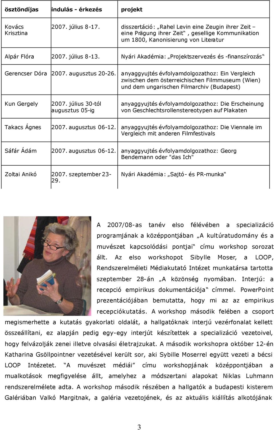 Nyári Akadémia: Projektszervezés és -finanszírozás Gerencser Dóra 2007. augusztus 20-26.