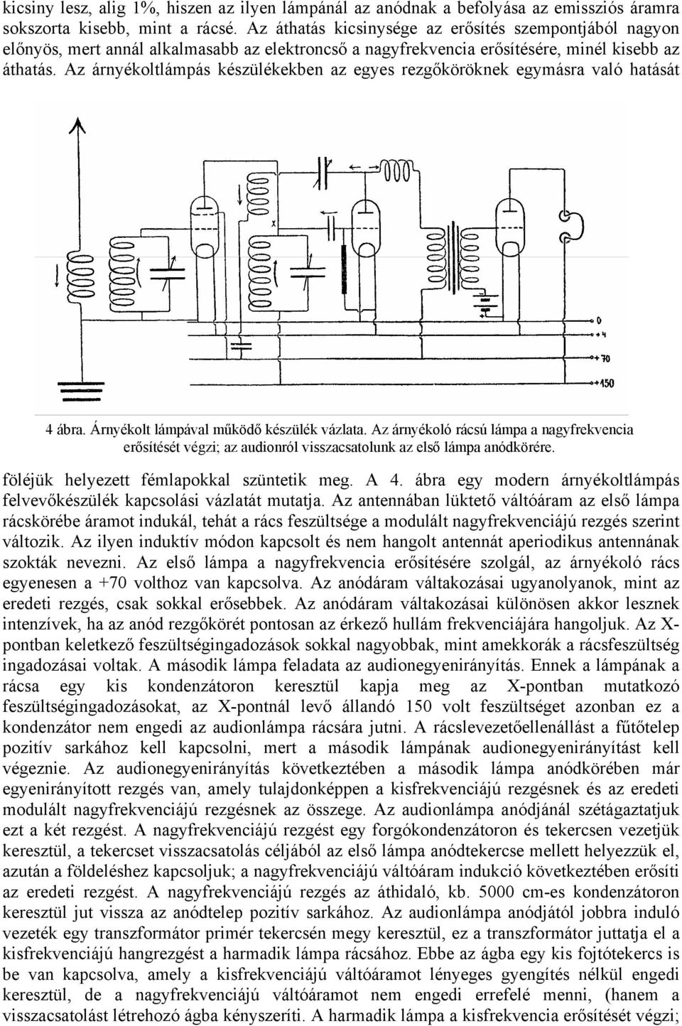 Az árnyékoltlámpás készülékekben az egyes rezgőköröknek egymásra való hatását 4 ábra. Árnyékolt lámpával működő készülék vázlata.