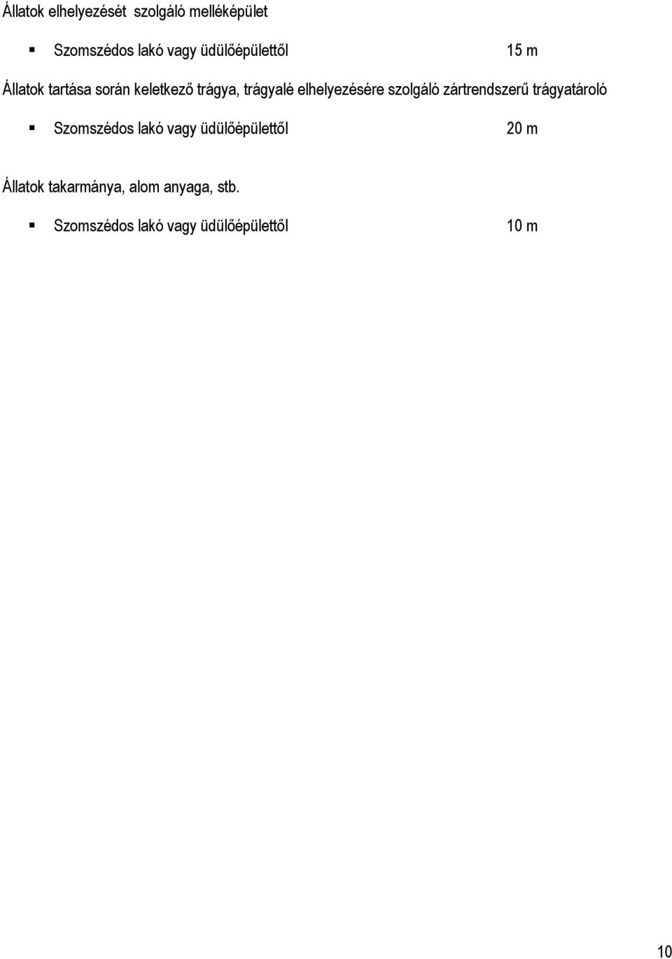 elhelyezésére szolgáló zártrendszerű trágyatároló Szomszédos lakó vagy