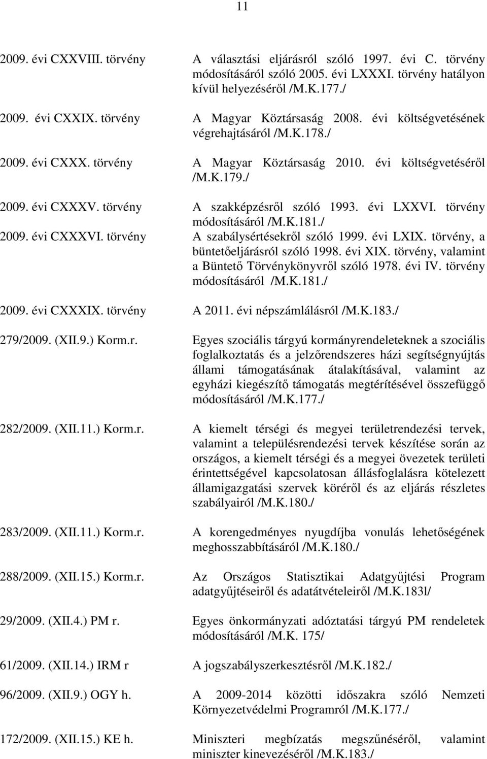 törvény A szakképzésrıl szóló 1993. évi LXXVI. törvény módosításáról /M.K.181./ 2009. évi CXXXVI. törvény A szabálysértésekrıl szóló 1999. évi LXIX. törvény, a büntetıeljárásról szóló 1998. évi XIX.