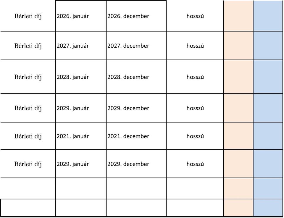 december hosszú Bérleti díj 2029. január 2029.