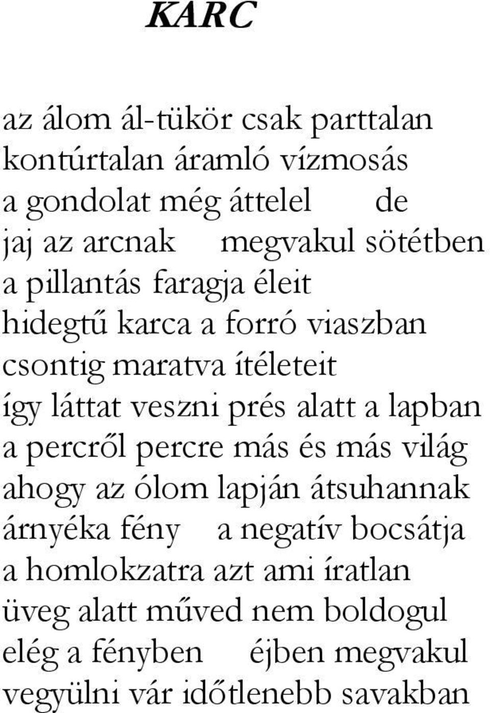 alatt a lapban a percről percre más és más világ ahogy az ólom lapján átsuhannak árnyéka fény a negatív bocsátja a