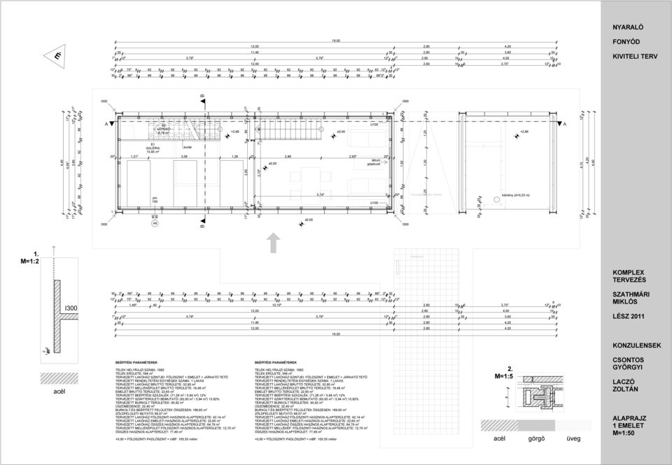 E1 GLÉRI 15,95 m 2 pm 100 40 40 9 E2 LÉPCSŐ 6,70 m 2 korlát 30 2 6 7 4 2,72 6 7 4 90 30 U100 látszó gépészet 5,74 5 5 5 U100 1.