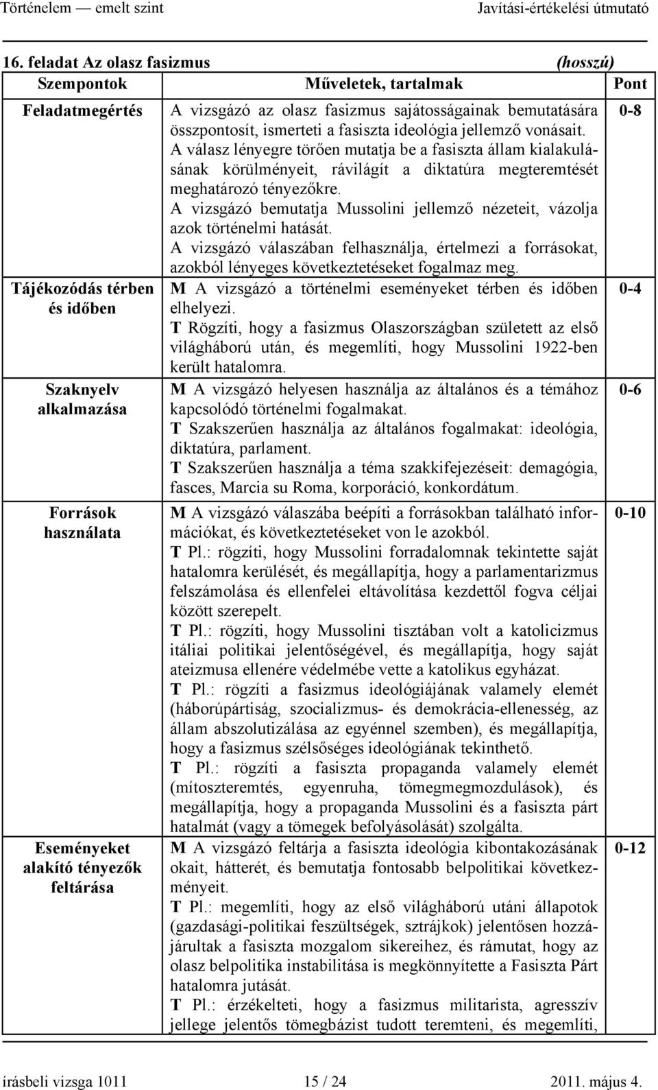 A válasz lényegre törően mutatja be a fasiszta állam kialakulásának körülményeit, rávilágít a diktatúra megteremtését meghatározó tényezőkre.