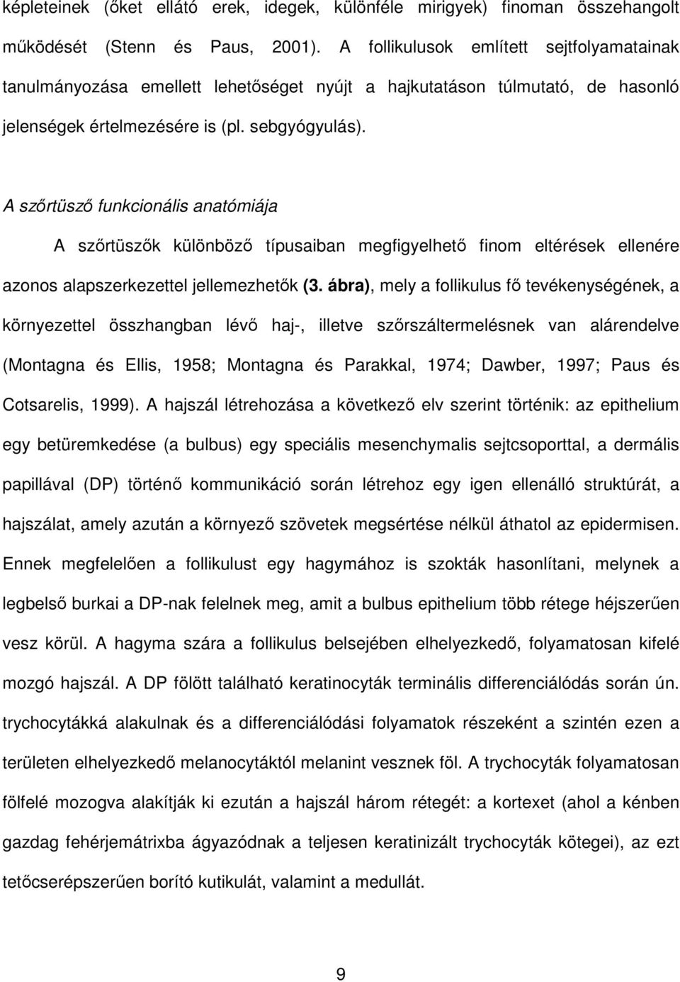 A szırtüszı funkcionális anatómiája A szırtüszık különbözı típusaiban megfigyelhetı finom eltérések ellenére azonos alapszerkezettel jellemezhetık (3.