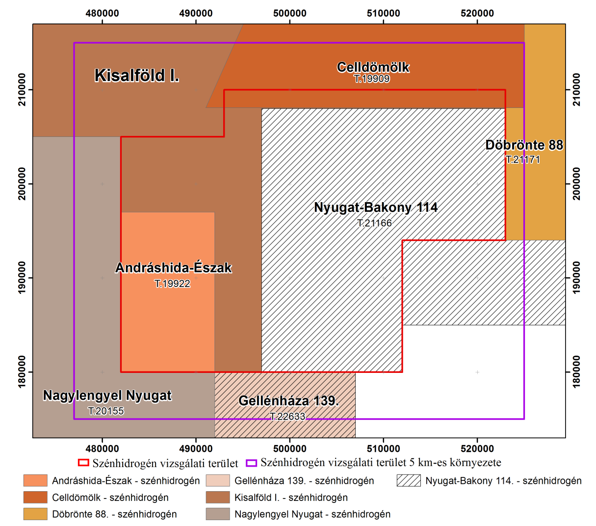 Káld. I. Komplex érzékenységi és terhelhetőségi vizsgálati tanulmány 1.2.1.1. Szénhidrogén-kutatás 1.2. Káld vizsgálati terület földtana 1.2.1. A terület geológiai és geofizikai megkutatottsága A területen régóta folyik szénhidrogén-kutatás (MBFH Jelentéstár).