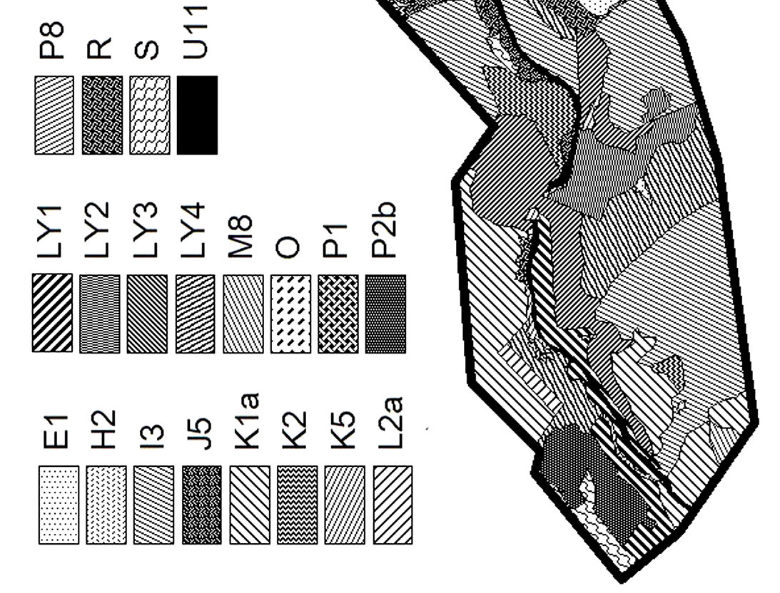 2. ábra. A vizsgált terület élőhelytérképe ÁNÉR kategóriák alapján. Fig. 2. Habitat map of the study area.