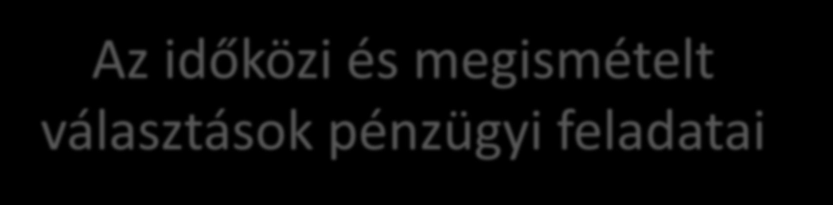 Az időközi és megismételt választások pénzügyi feladatai Tematika: -